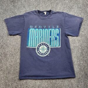 Vintage Seattle Mariners Shirt Mens Large Blue MLB Baseball Graphic Tee 90s